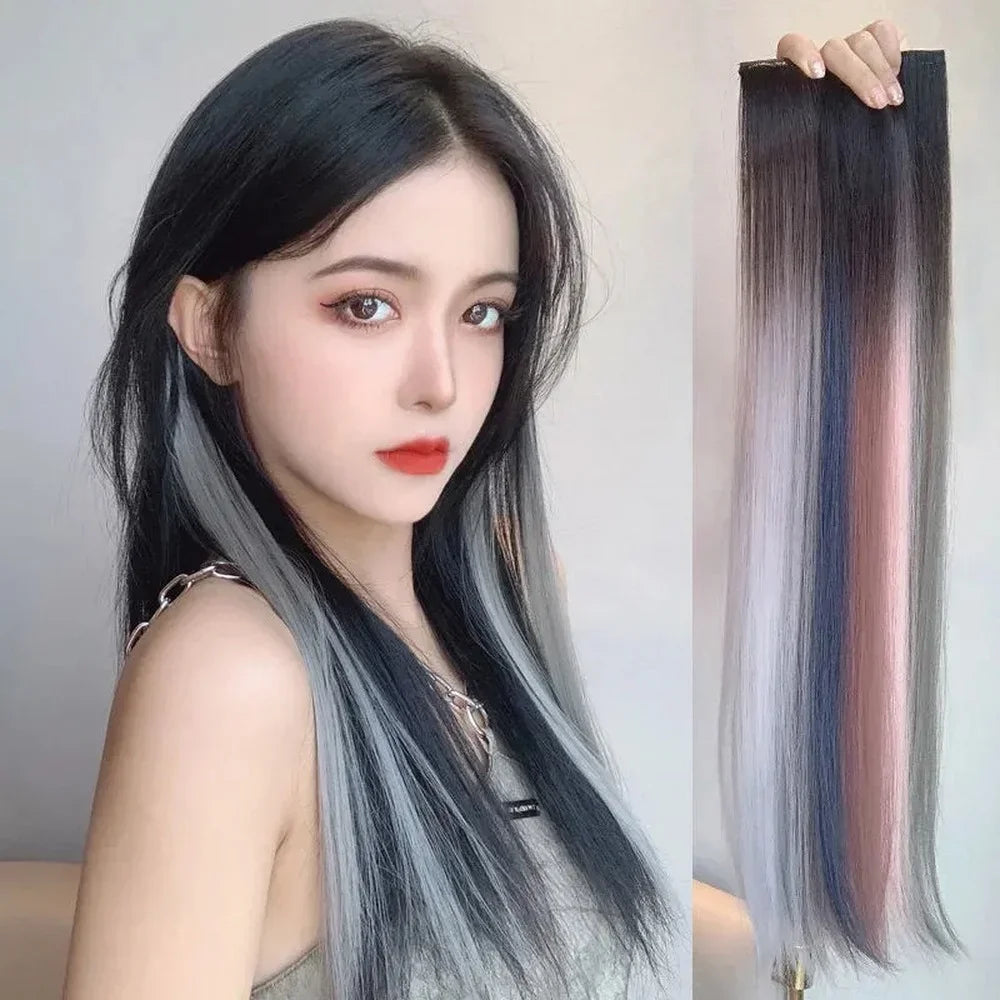 60Cm Hair Extension Clip in Hairpiece Long Straight Hanging Ear Wig Clip Synthetic Hair Extensions Accessories Hairpiece Hairpin