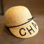 Letter Straw Baseball Cap, Equestrian Flat Cap, Fashion Hat