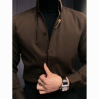 Simple Embossed Wool Lining Casual Shirt