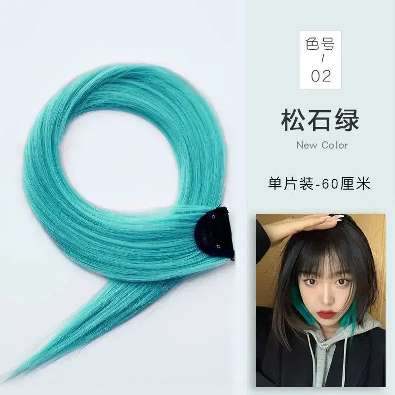 60Cm Hair Extension Clip in Hairpiece Long Straight Hanging Ear Wig Clip Synthetic Hair Extensions Accessories Hairpiece Hairpin