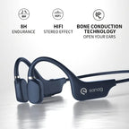 True Bone Conduction Earphone Open Ear Wireless Sport Headphones - Blue-2