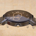 Black steel strap watch