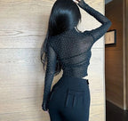 Haut noir en fibre de polyester