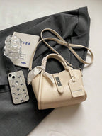 1Pc Fashion Minimalist Lock Decor PU Tote Bag Crossbody Shoulder Handbag with Scarf, Suitable for Daily Use