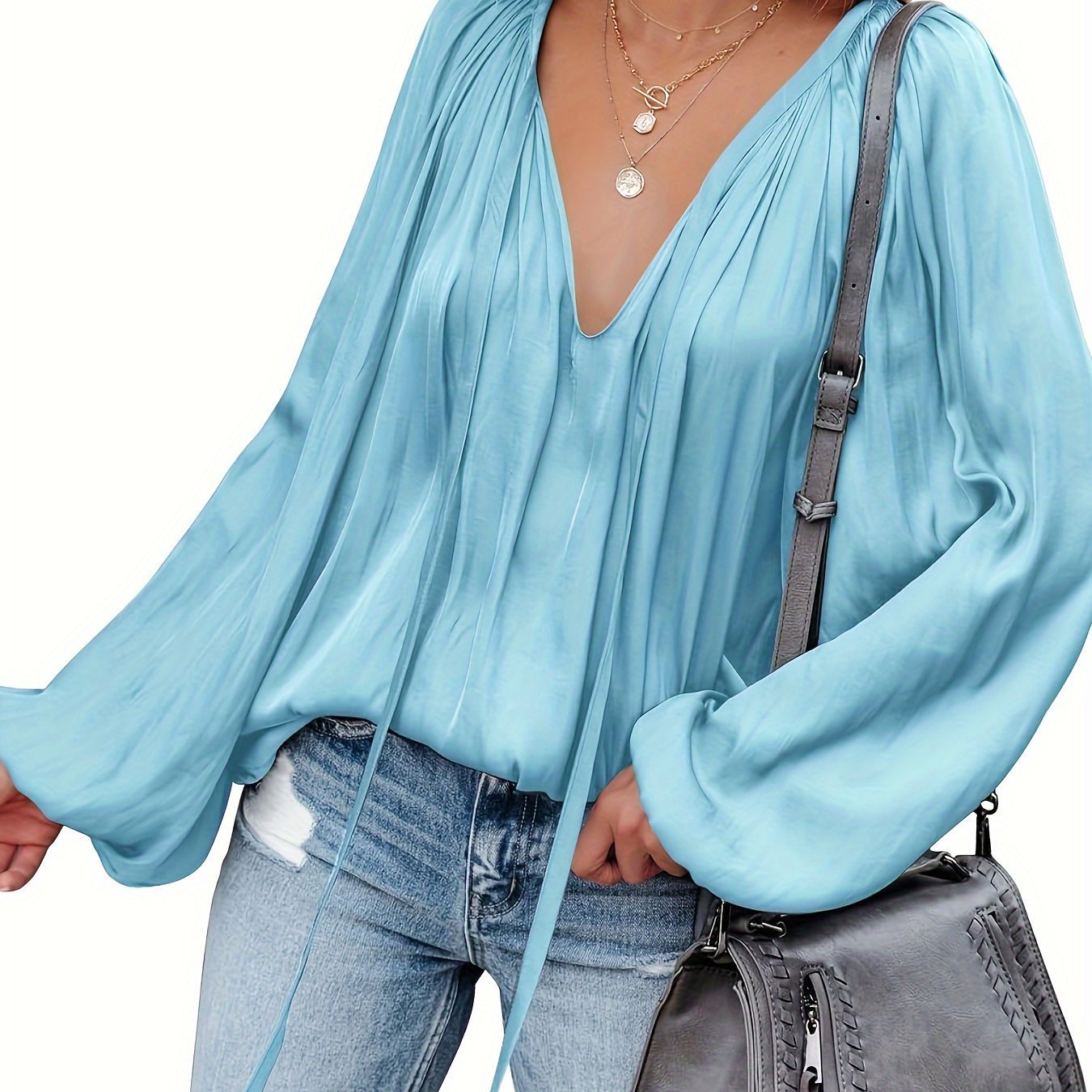 Chemise décontracté en satin à manches longues