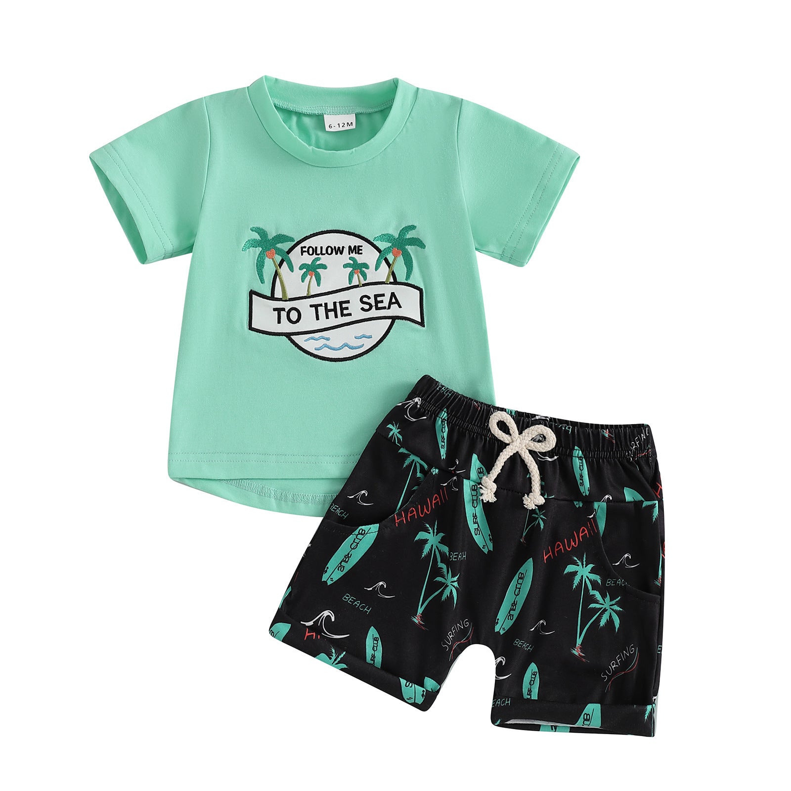 Ensemble T-shirt et Short brodés style plage
