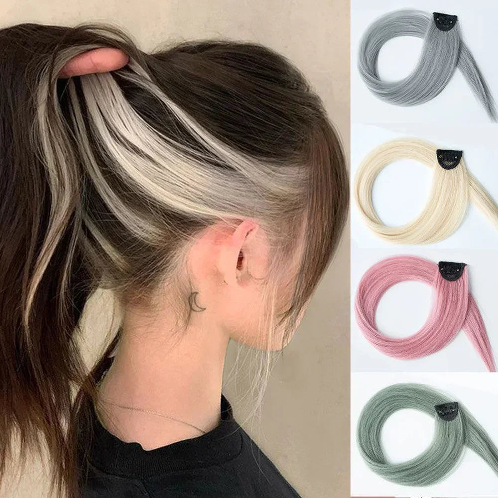 60Cm Hair Extension Clip in Hairpiece Long Straight Hanging Ear Wig Clip Synthetic Hair Extensions Accessories Hairpiece Hairpin