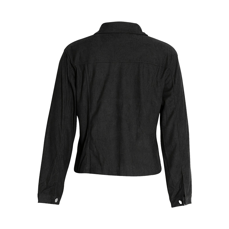 Women'S Corduroy Long Sleeve Jacket - Casual Button-Up Coat with Flap Pockets, Fall & Spring Fashion Outerwear