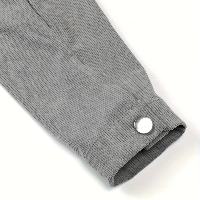 Women'S Corduroy Long Sleeve Jacket - Casual Button-Up Coat with Flap Pockets, Fall & Spring Fashion Outerwear