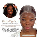 Wig Cap with Grip Band for Keeping Wigs in Place, More Full Cap-Wide Transparent Lace for Lace Front Wigs