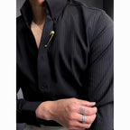 Simple Embossed Wool Lining Casual Shirt