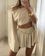 Amazon Women's Cotton Linen Top Shorts Linen