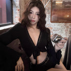 Lace-up Sun Protection Coat For Women Summer Sexy Slim-fit Crop-top