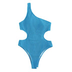 Blue One-Shoulder Small Waist Swimsuit