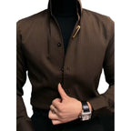 Simple Embossed Wool Lining Casual Shirt