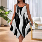 Fashion Double-shoulder Strap Printed Women's Dress