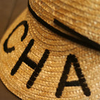 Letter Straw Baseball Cap, Equestrian Flat Cap, Fashion Hat