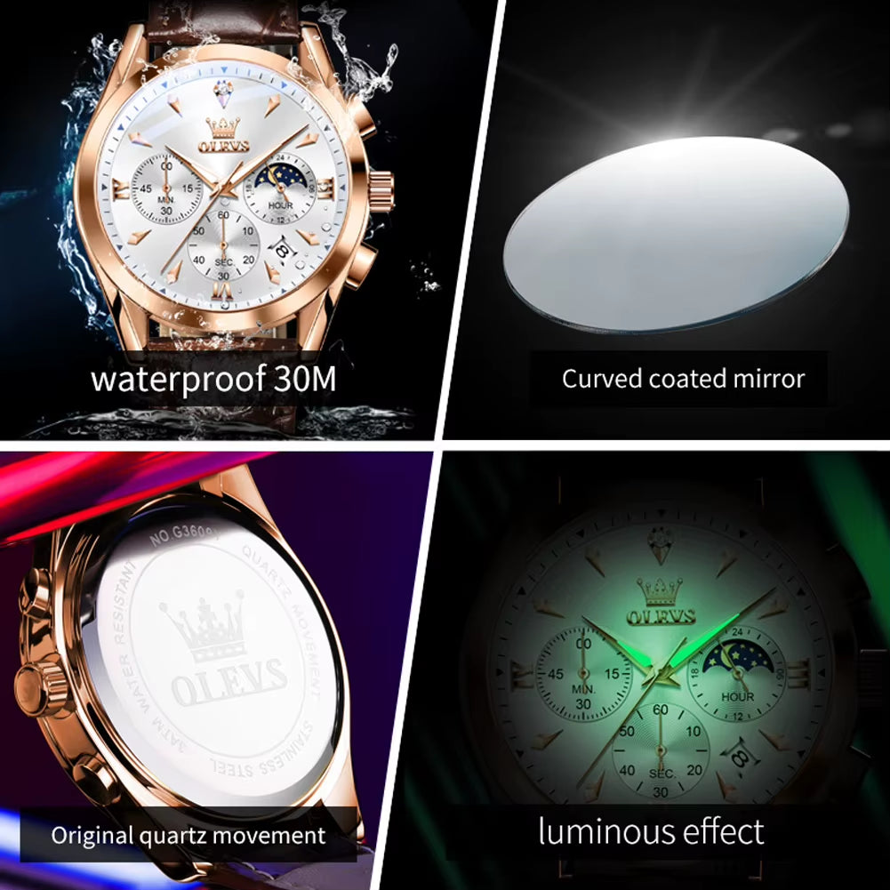 3609 Men'S Watch High Quality Multi Functional Waterproof Luminescent Quartz Watch Luxury Brand Men'S Watch Montre Homme