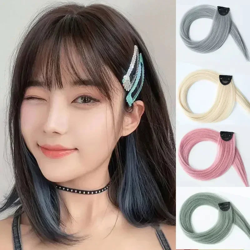 60Cm Hair Extension Clip in Hairpiece Long Straight Hanging Ear Wig Clip Synthetic Hair Extensions Accessories Hairpiece Hairpin