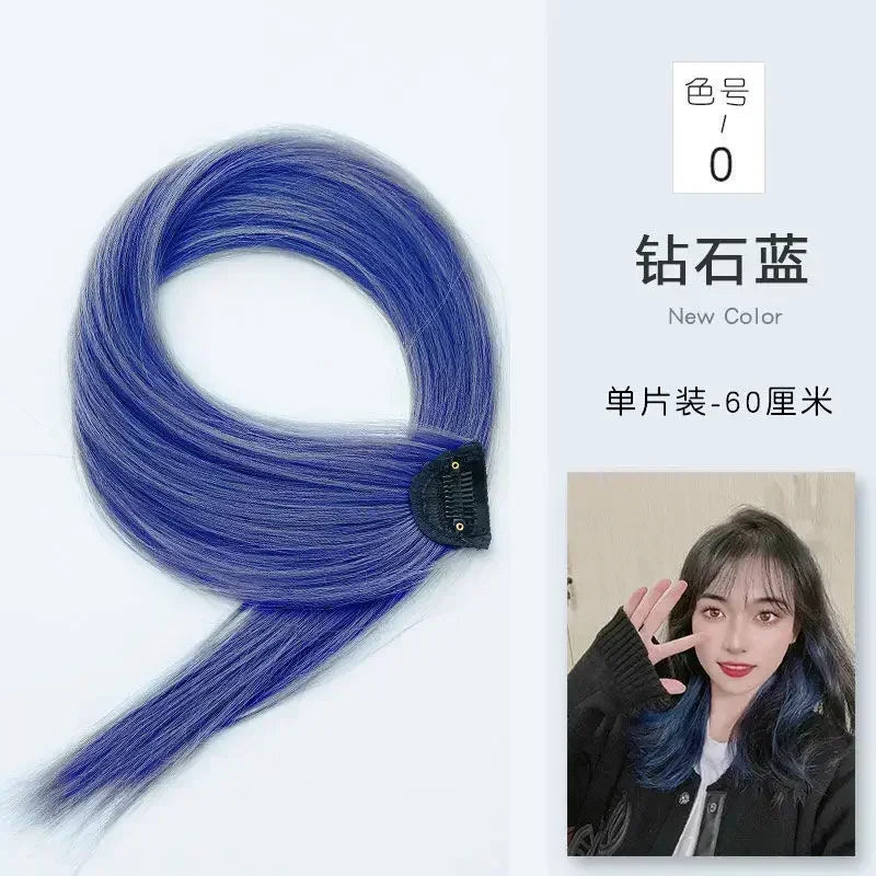60Cm Hair Extension Clip in Hairpiece Long Straight Hanging Ear Wig Clip Synthetic Hair Extensions Accessories Hairpiece Hairpin