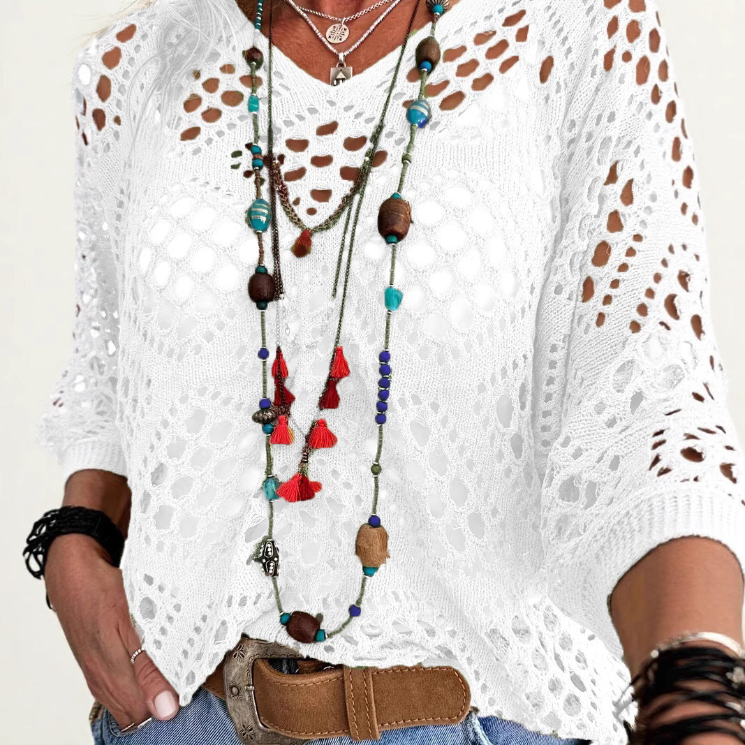 Pull ajourée en losange