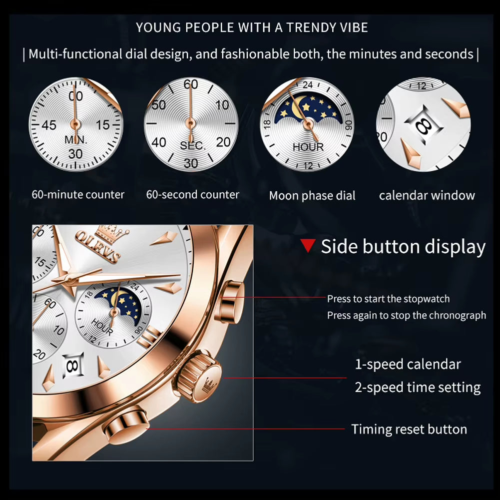 3609 Men'S Watch High Quality Multi Functional Waterproof Luminescent Quartz Watch Luxury Brand Men'S Watch Montre Homme