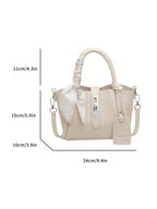 1Pc Fashion Minimalist Lock Decor PU Tote Bag Crossbody Shoulder Handbag with Scarf, Suitable for Daily Use