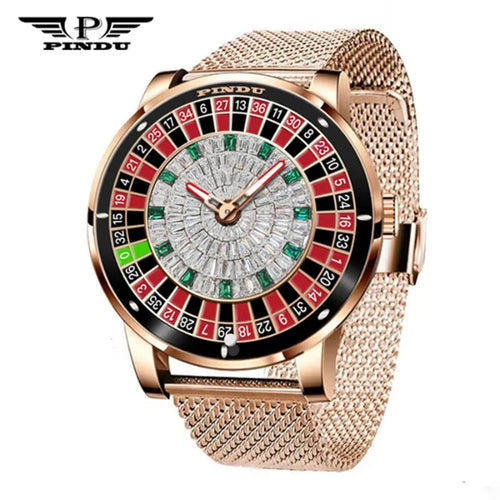 2024 New NH35 Automatic Mechanical Wristwatches Las Vegas Roulette INDU Watch Diamond Luminous ointer Jacob & Co Montre Homme
