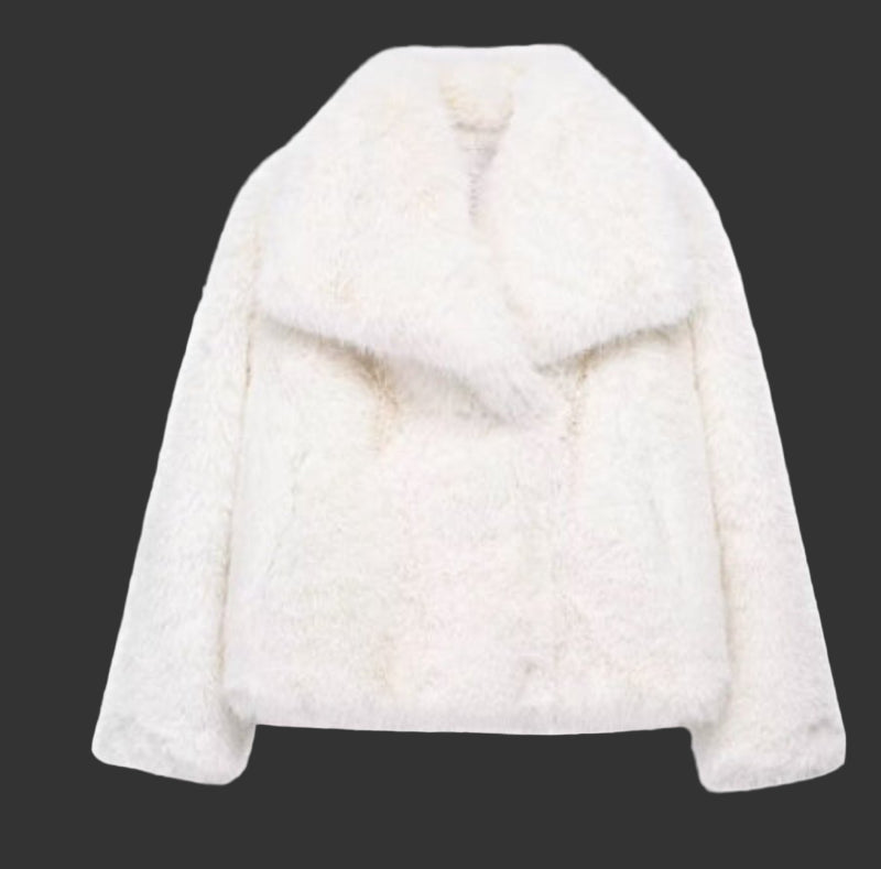 Winter Plush Coat Fashion Thicken Lapel Outwear Casual Long Sleeve Tops Womens Clothing