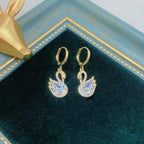 Boucles d'oreilles cygne en strass