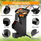 Multi-functional Iron Wood Burning Rocket Stove for Outdoor Cooking-1