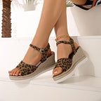 Wedge Leopard Print Large Size Shoes