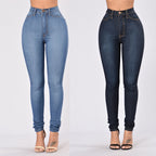 Pantalon slim en denim extensible, taille haute