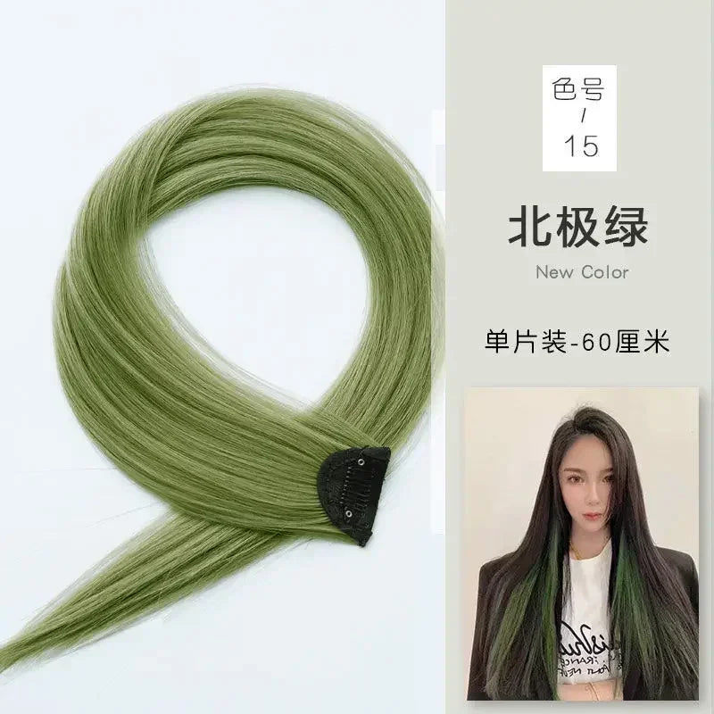60Cm Hair Extension Clip in Hairpiece Long Straight Hanging Ear Wig Clip Synthetic Hair Extensions Accessories Hairpiece Hairpin