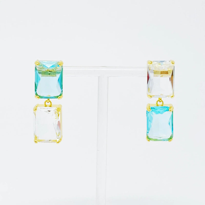 Boucles d'Oreilles Princess à Double Joyaux