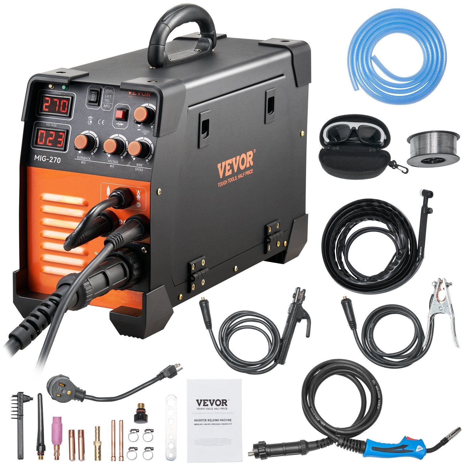 MIG Welder, 3 in 1 Welder Welding Machine, 270 Amp MIG Lift TIG Arc Welder 110V 220V Lift TIG Welder Lift ARC Welder Digital Display Combo Welding Machine MMA Stick IGBT DC Inverter Welder