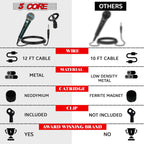 5Core XLR Microphone Dynamic Mic Karaoke Singing Studio Mics Handheld Microfono