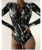 Zipper Long Sleeve Surfing Swimsuit