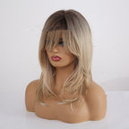Long Golden Gradient Female Wig-3