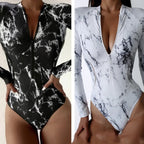 Zipper Long Sleeve Surfing Swimsuit
