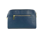 RB1011D | Women's Genuine Leather Crossbody Bag Made in Italy. Removable shoulder strap. Polished Gold metal snap hook attachments. Color: Blue. Dimensions: 25 x 17 x 10 cm.-3