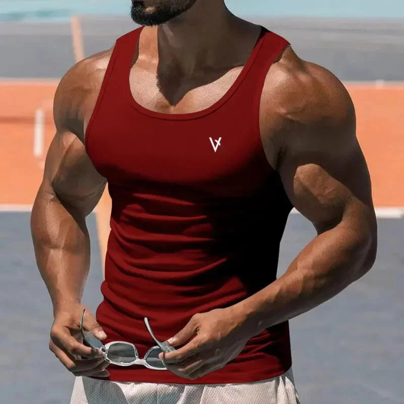 Men's Summer Tank Top 2025 Sleeveless Square Collar Gym Exercise T-Shirt Breathable Comfortable Casual Sports Vest for Men