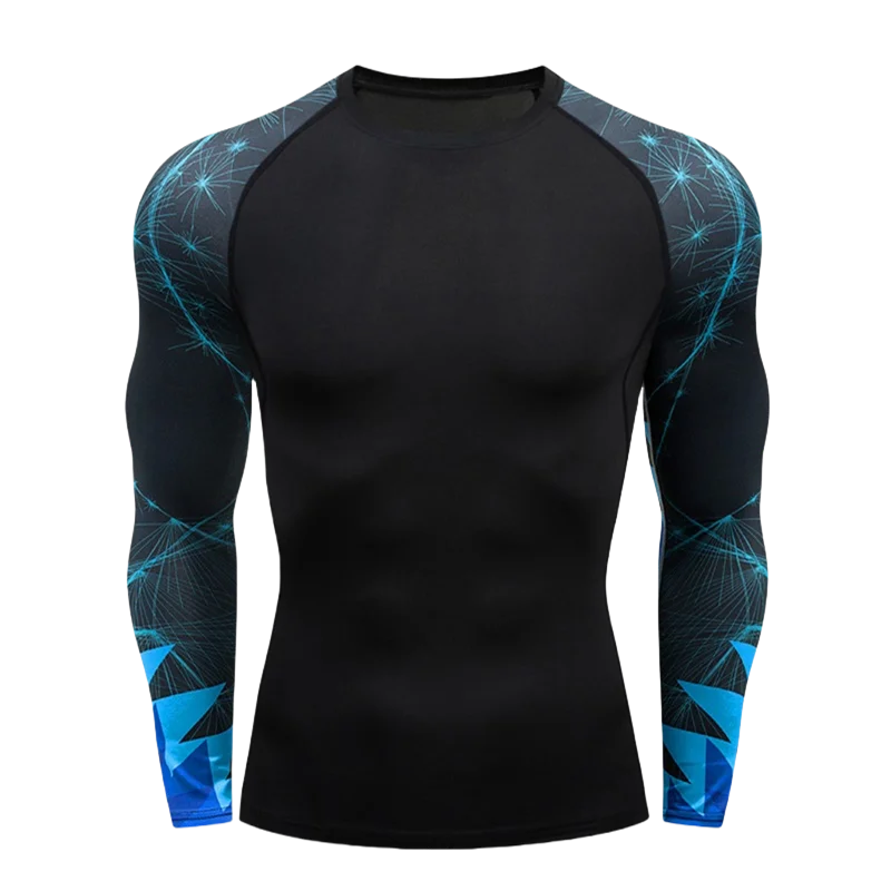 Gym Tight Tops Men's O-Neck Tees Quick Dry Compression Sports Long-Sleeved Fitness Wear Spring And Autumn Casual Running T-shirt