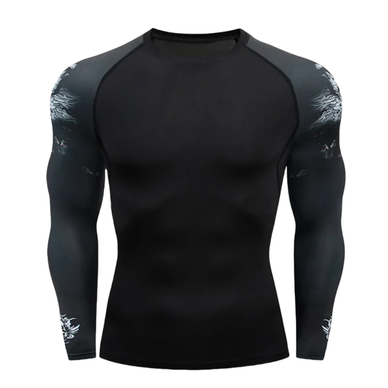 Gym Tight Tops Men's O-Neck Tees Quick Dry Compression Sports Long-Sleeved Fitness Wear Spring And Autumn Casual Running T-shirt