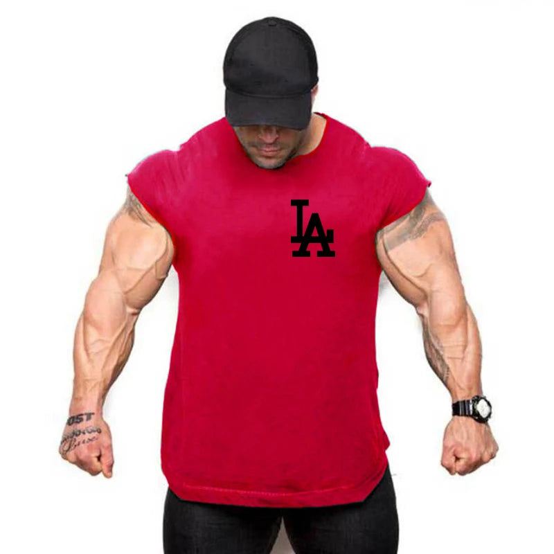 Tank top muscle fashion trend gym men's back vest sleeveless bodybuilding single clothes fitness exercise comfortable shirt