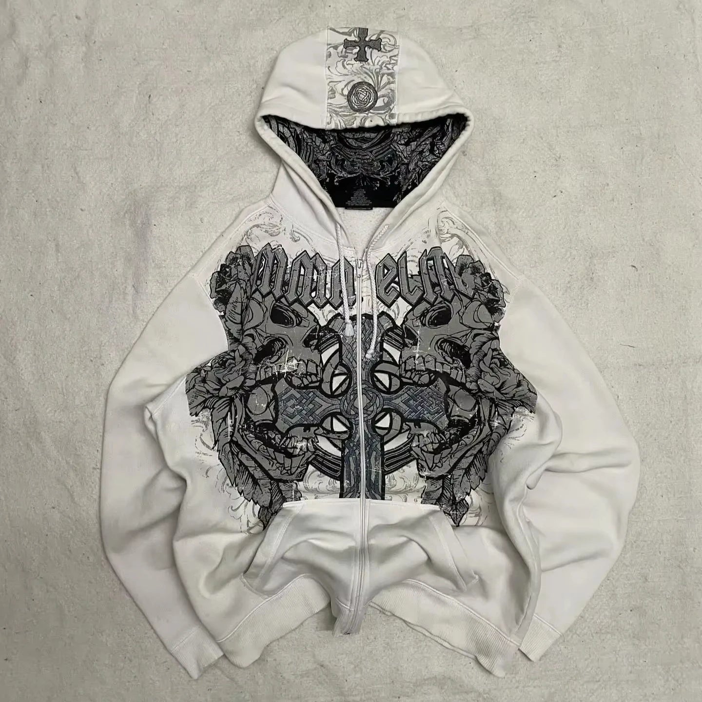 American Y2K New Hip Hop Trend Zipper Hoodie Women Street Casual Loose Joker Vintage Sweatshirt Unisex Fleece Padded Warm Hoodie