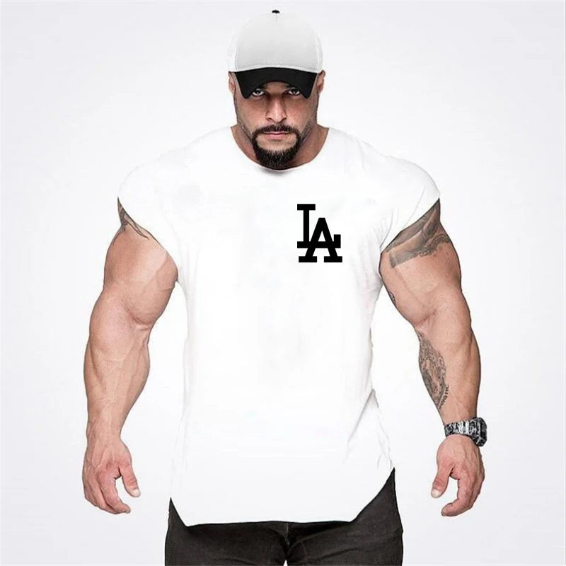 Tank top muscle fashion trend gym men's back vest sleeveless bodybuilding single clothes fitness exercise comfortable shirt