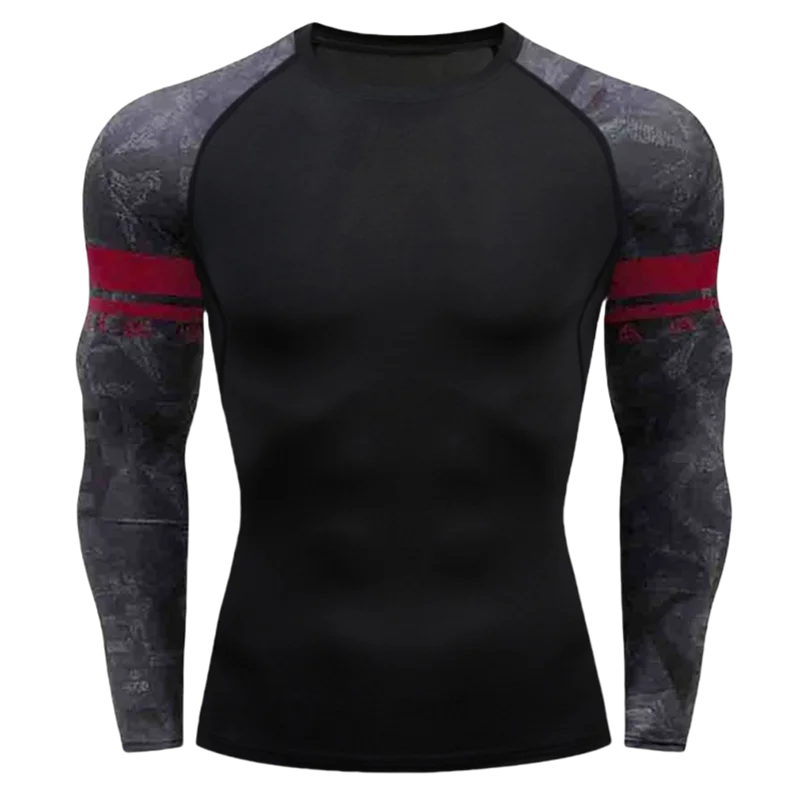 Gym Tight Tops Men's O-Neck Tees Quick Dry Compression Sports Long-Sleeved Fitness Wear Spring And Autumn Casual Running T-shirt