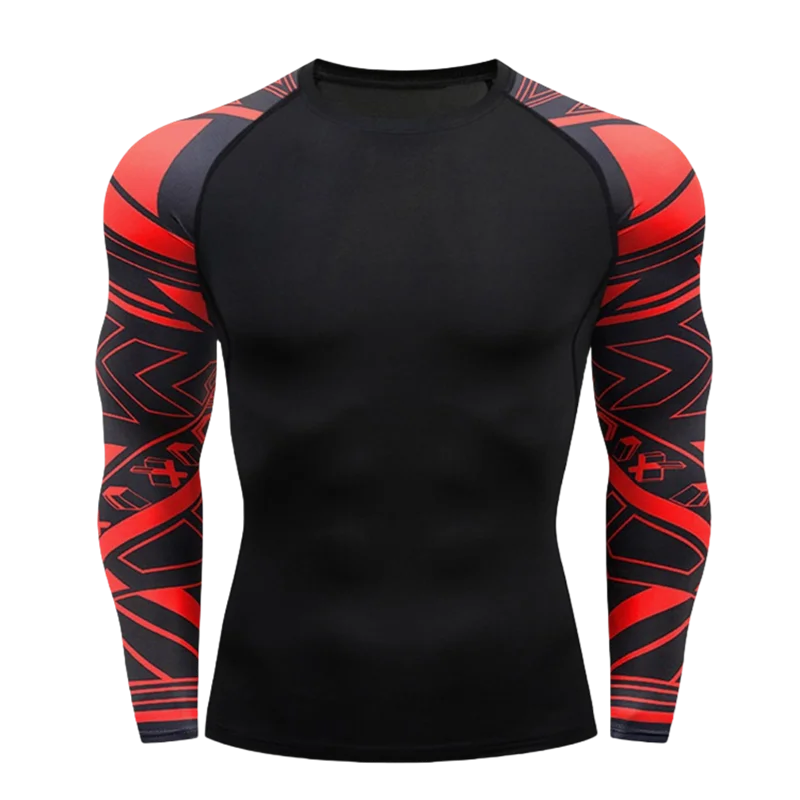 Gym Tight Tops Men's O-Neck Tees Quick Dry Compression Sports Long-Sleeved Fitness Wear Spring And Autumn Casual Running T-shirt