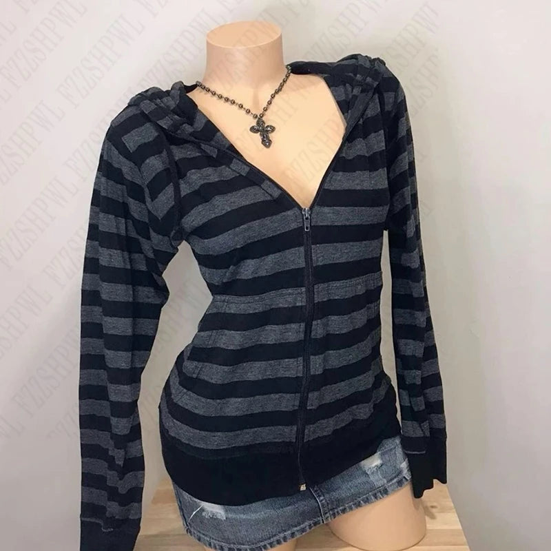 Fashion y2k vintage Millennium Hot Girl Green hooded sweatshirt with a unique design sense, a slimming and form-fitting coat emo